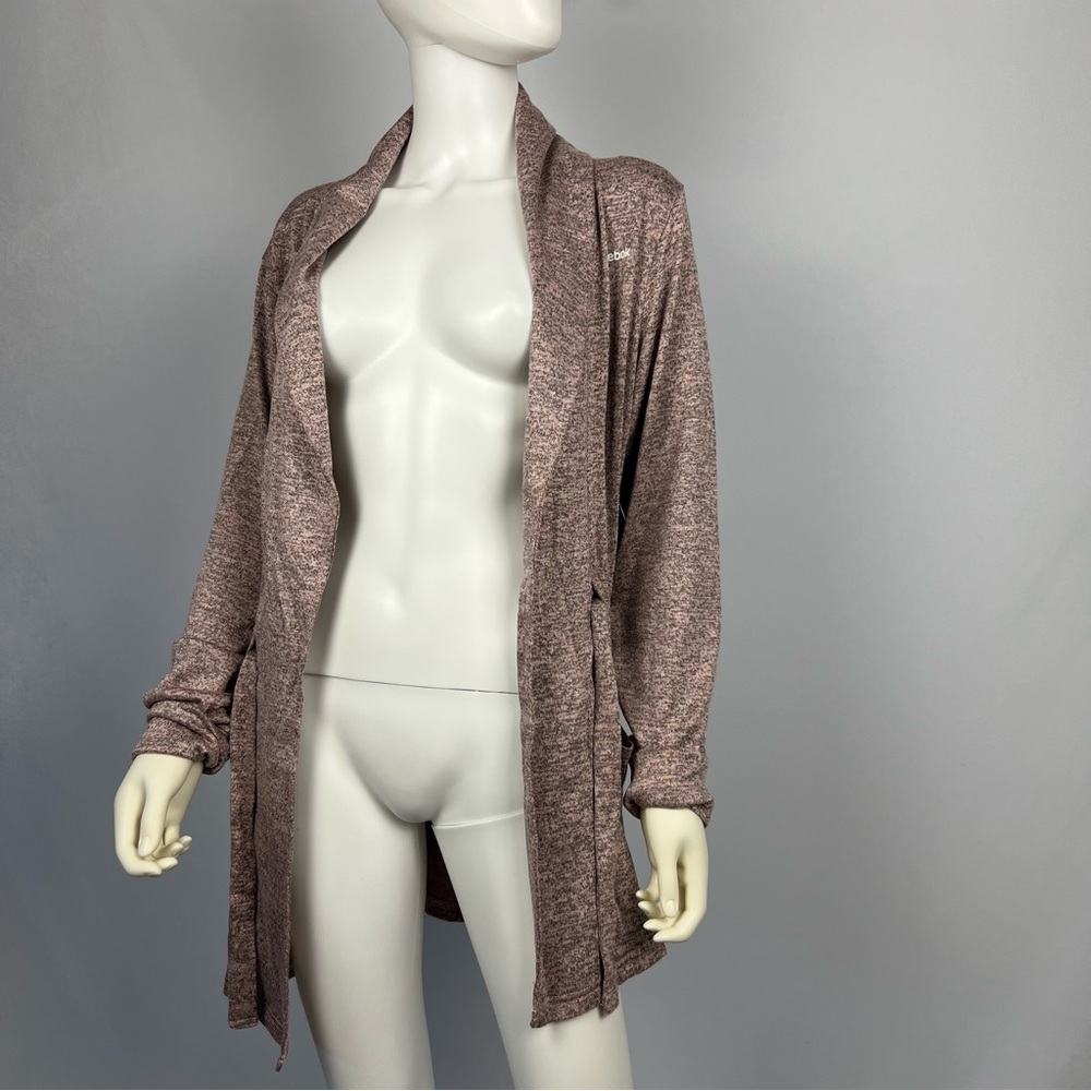 Reebok Open Front Cardigan knit sweater Belted Pink Gray Size XL